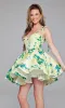 Short Print Babydoll Hoco Dress: Jovani 39881 sold by PromGirl