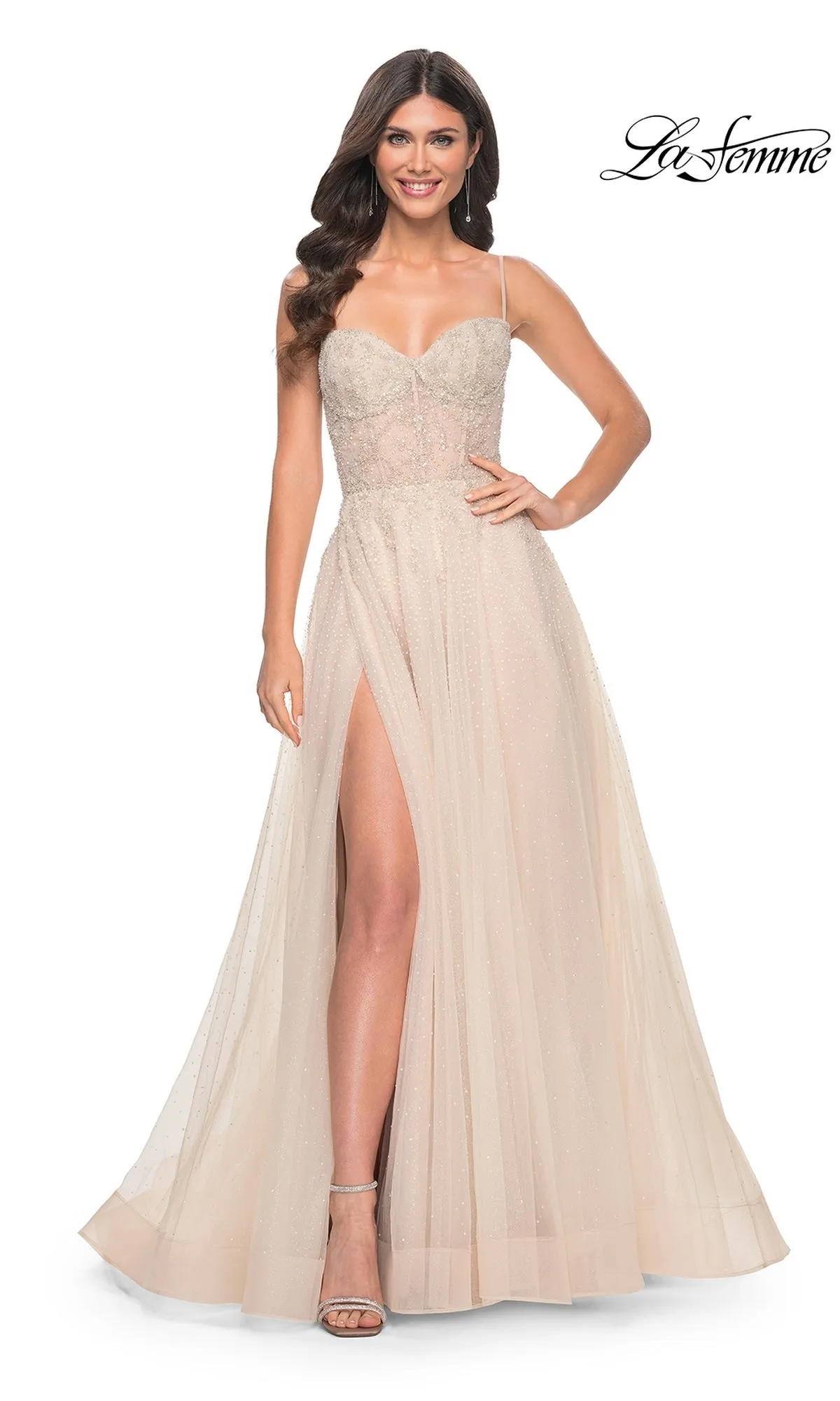 La Femme Champage Long A-Line Prom Dress 32271 sold by PromGirl product image thumbnail 3