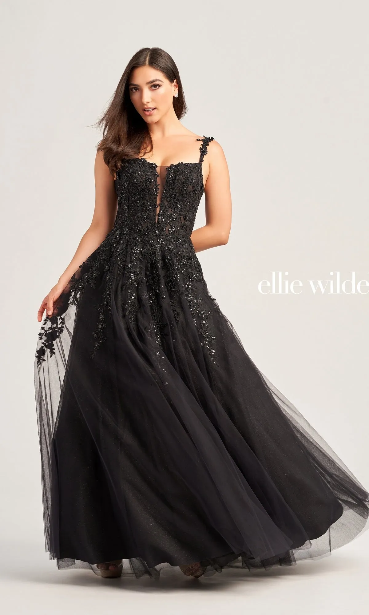 Ellie Wilde Long Tulle Prom Ball Gown EW35068 sold by PromGirl