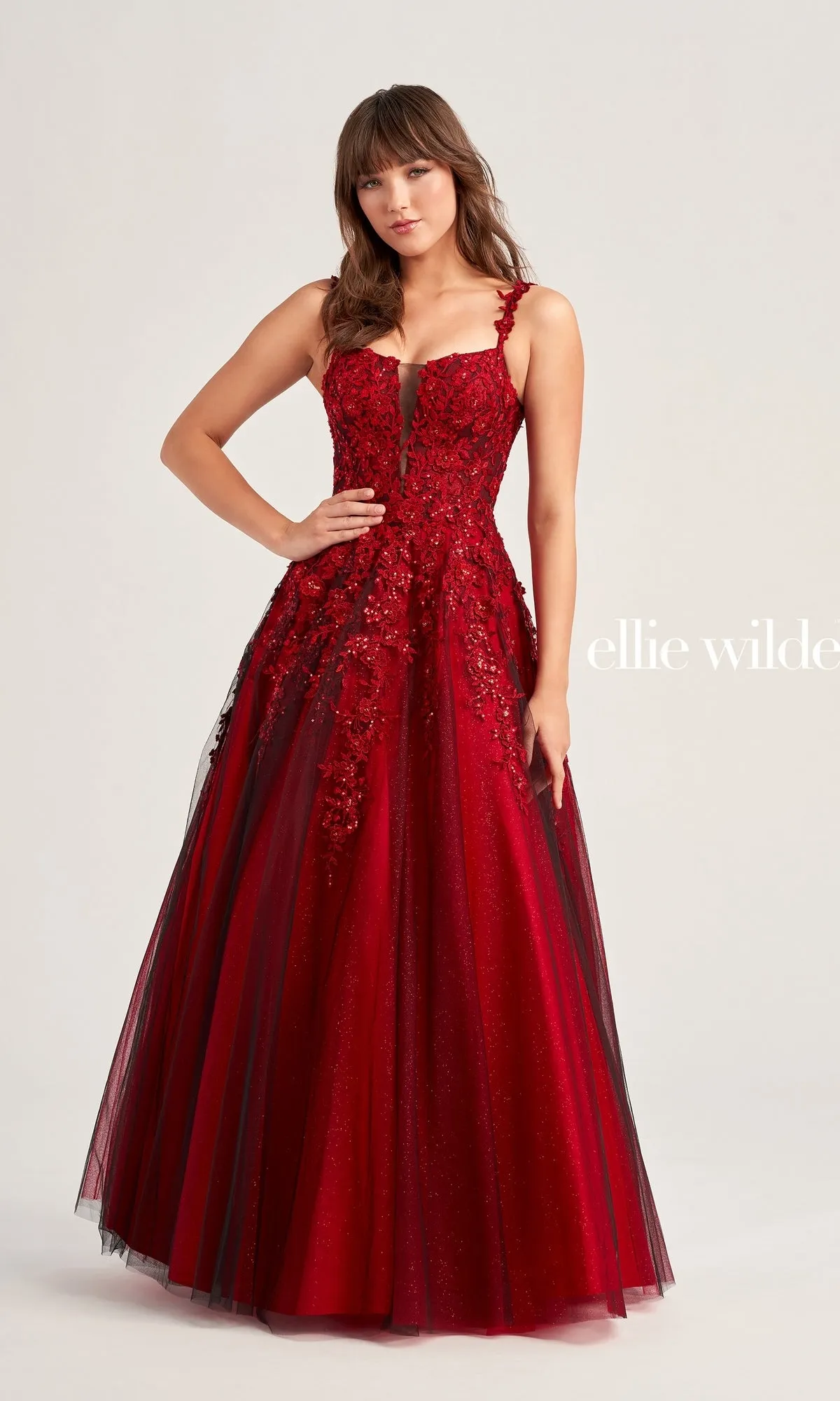 Ellie Wilde Long Tulle Prom Ball Gown EW35068 sold by PromGirl product image thumbnail 3