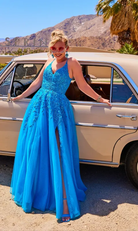 Glitter-Tulle Long Ellie Wilde Prom Dress EW34089 sold by PromGirl