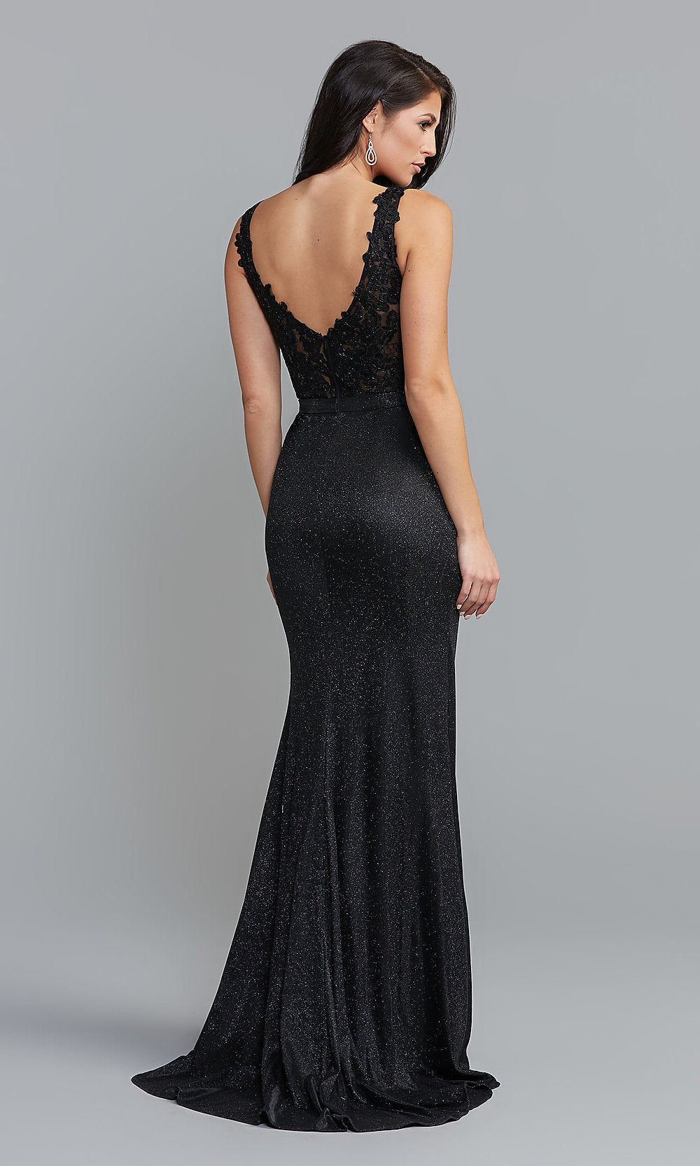 PromGirl Sheer-Bodice Long Glitter Prom Dress sold by PromGirl product image thumbnail 2