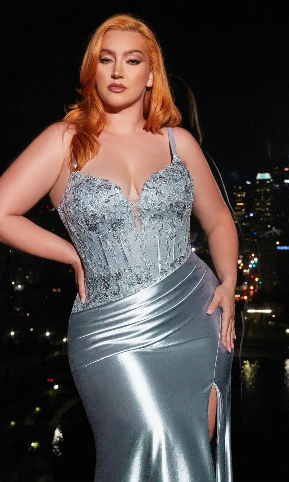 Plus-Size Lace-Bodice Long Prom Dress CD838C sold by PromGirl product image thumbnail 4