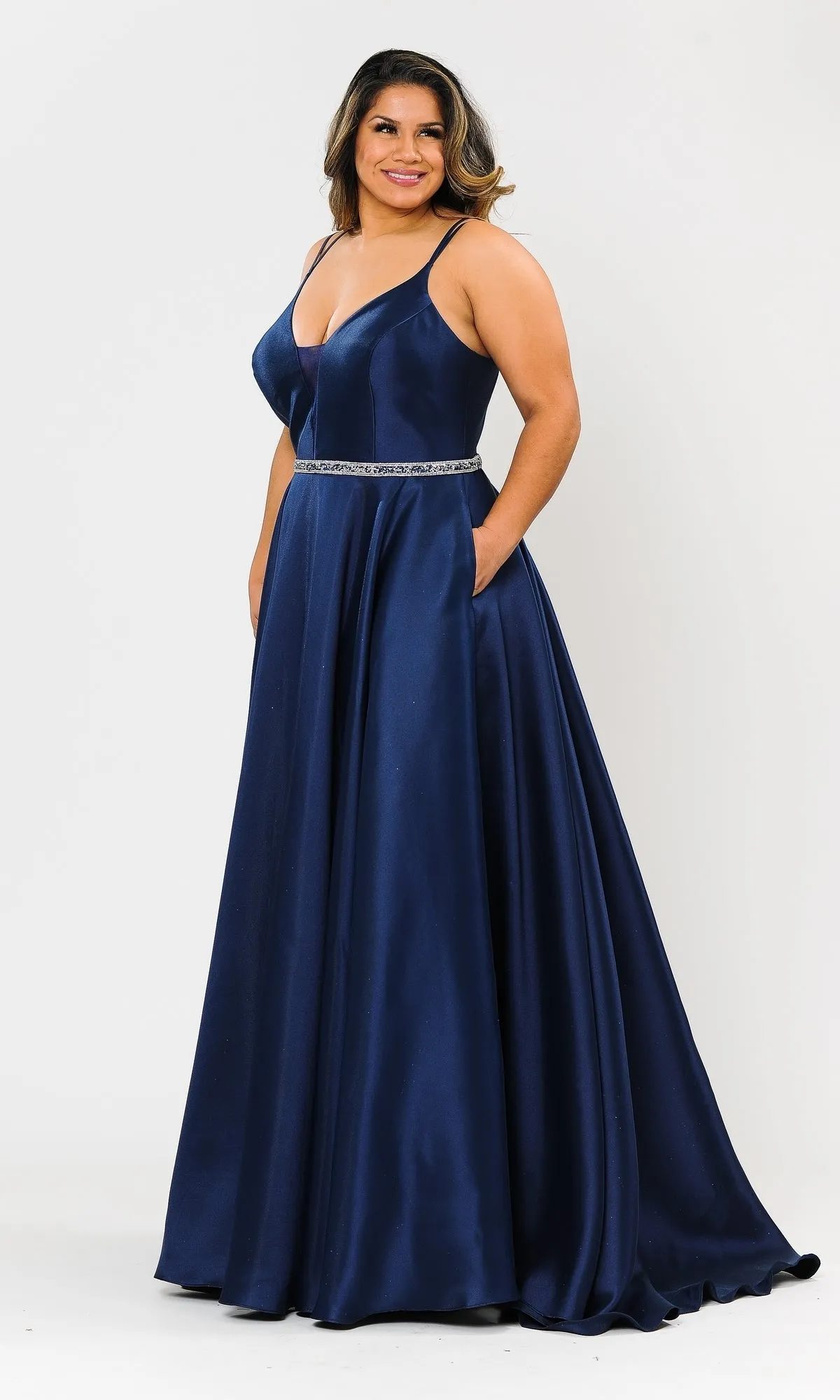Plus-Size Long Prom Dress with Pockets W1106 sold by PromGirl