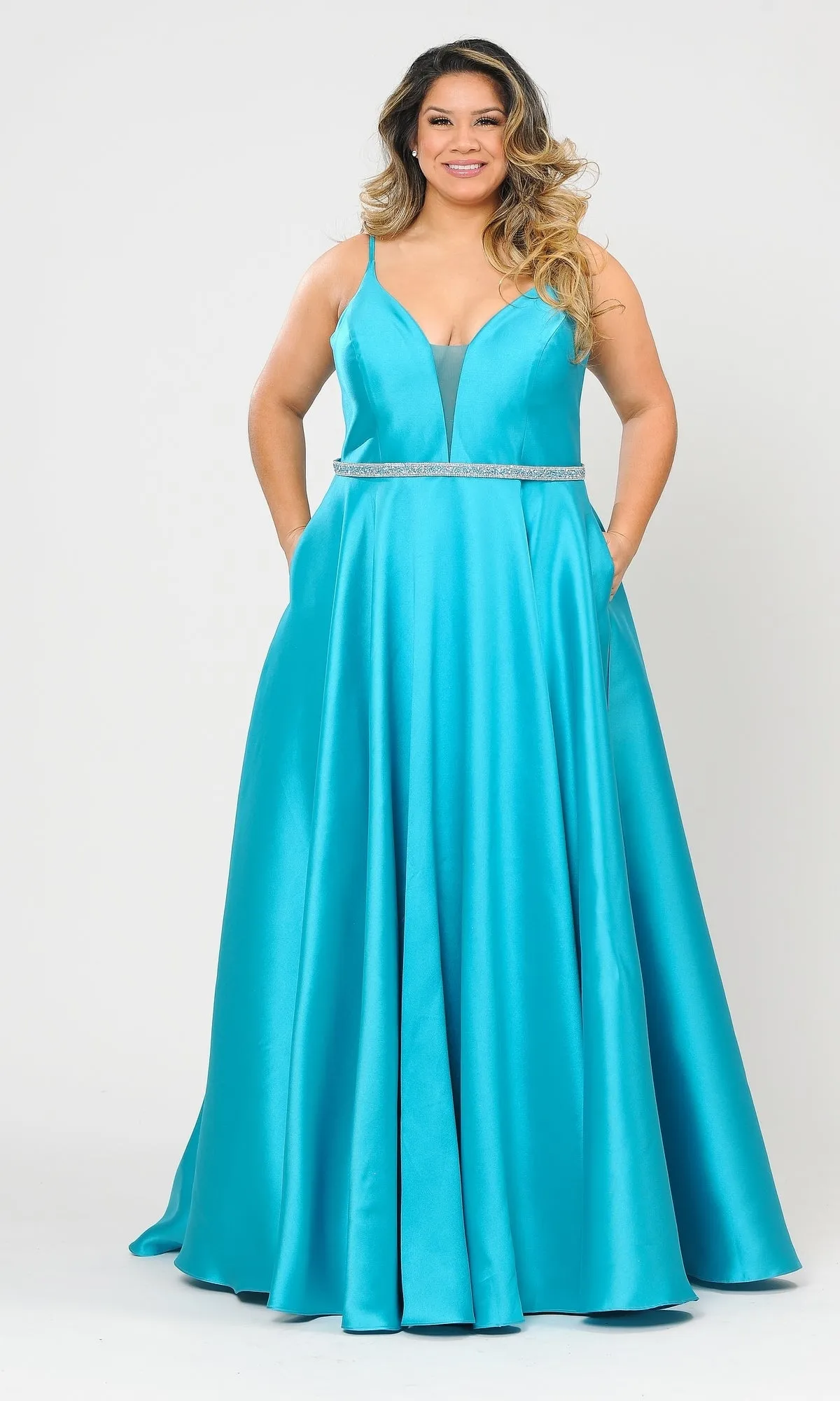 Plus-Size Long Prom Dress with Pockets W1106 sold by PromGirl product image thumbnail 3