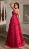Long Burgundy A-Line Tiered Prom Dress CB143 sold by PromGirl