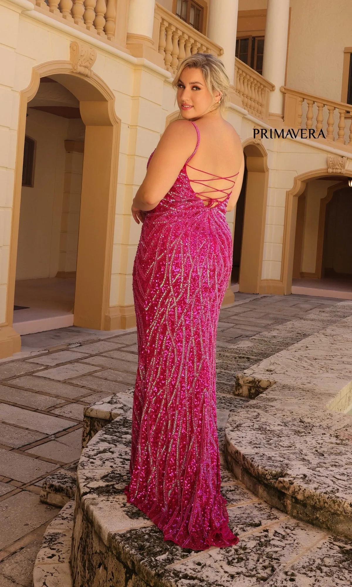Primavera Plus-Size Long Beaded Prom Dress 14045 sold by PromGirl product image thumbnail 2