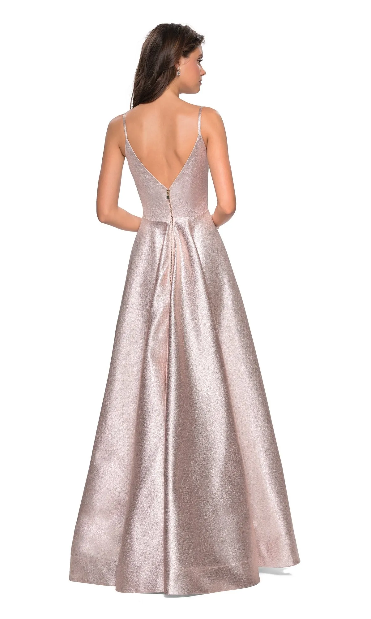 La Femme Open-Back Metallic Prom Dress Dress 27619 sold by PromGirl product image thumbnail 2