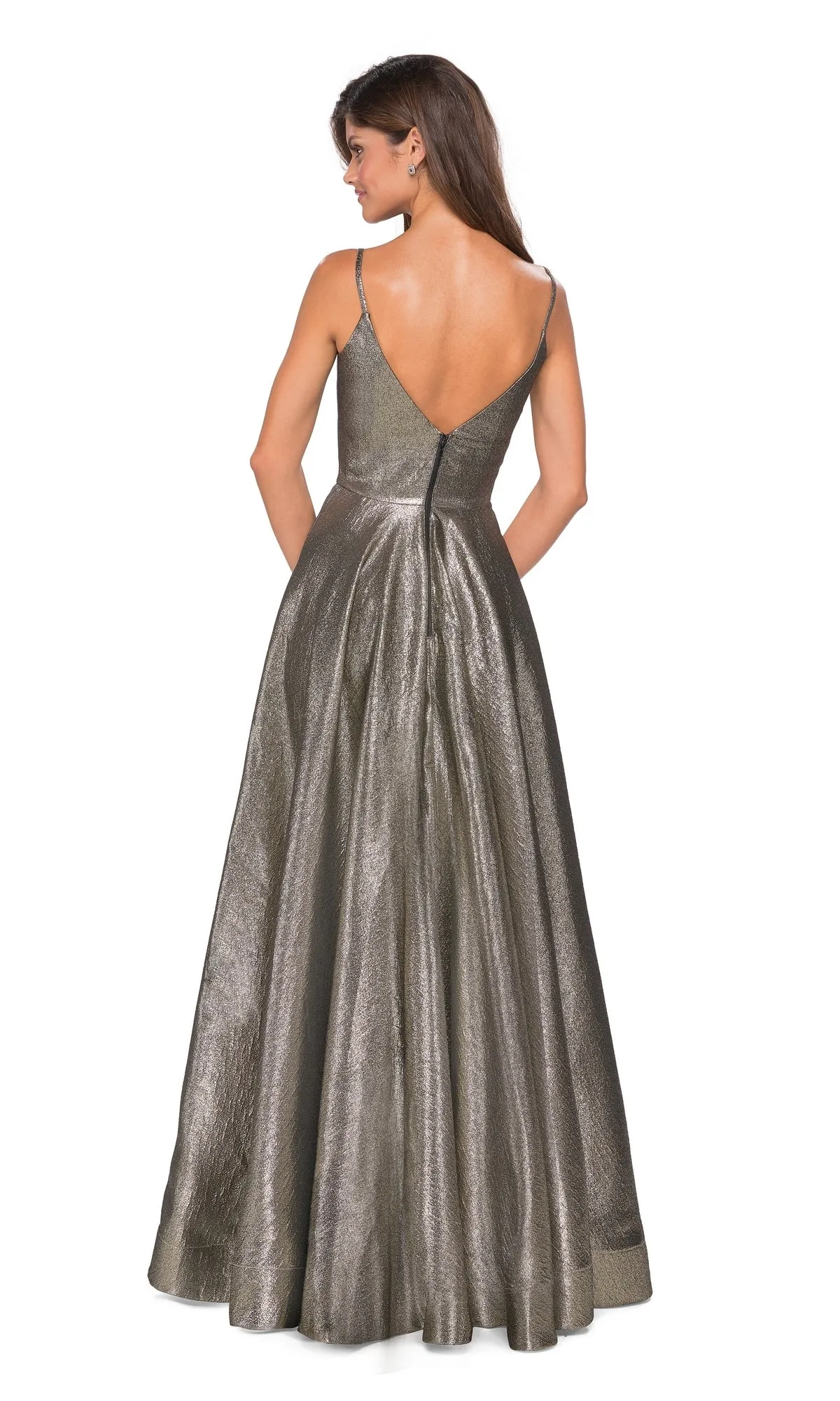 La Femme Open-Back Metallic Prom Dress Dress 27619 sold by PromGirl product image thumbnail 4