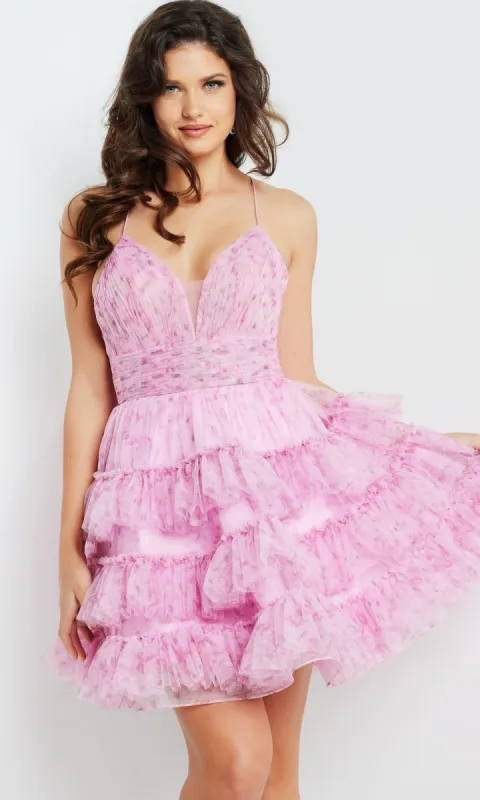 JVN by Jovani Ruffled Pink Party Dress JVN36844 sold by PromGirl