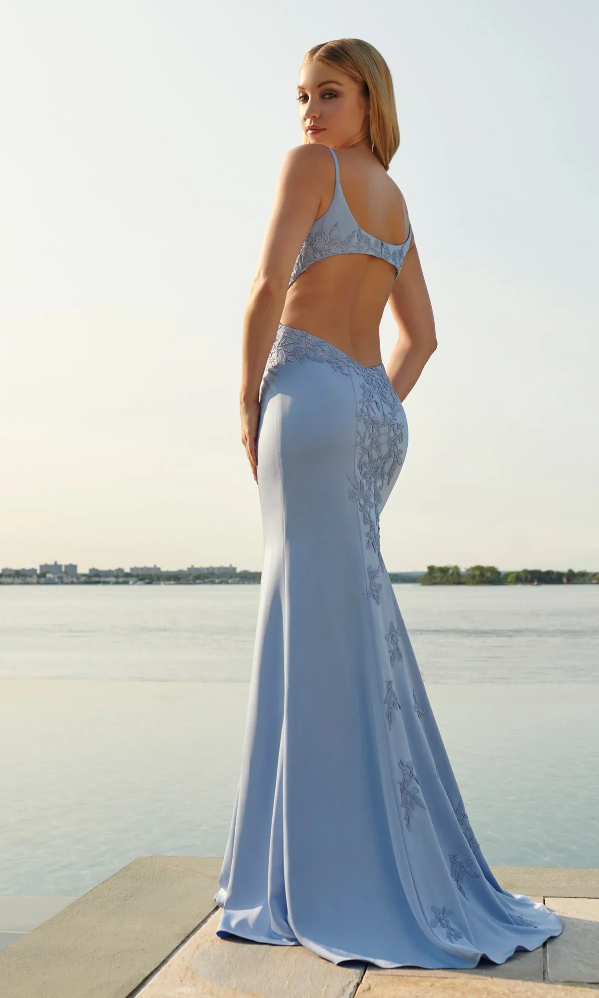 Faviana Long Satin Prom Dress with Side Cut Outs sold by PromGirl product image thumbnail 2