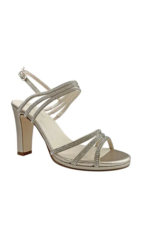 Elizabeth Champagne Open Toe Prom Shoes 4536 sold by PromGirl