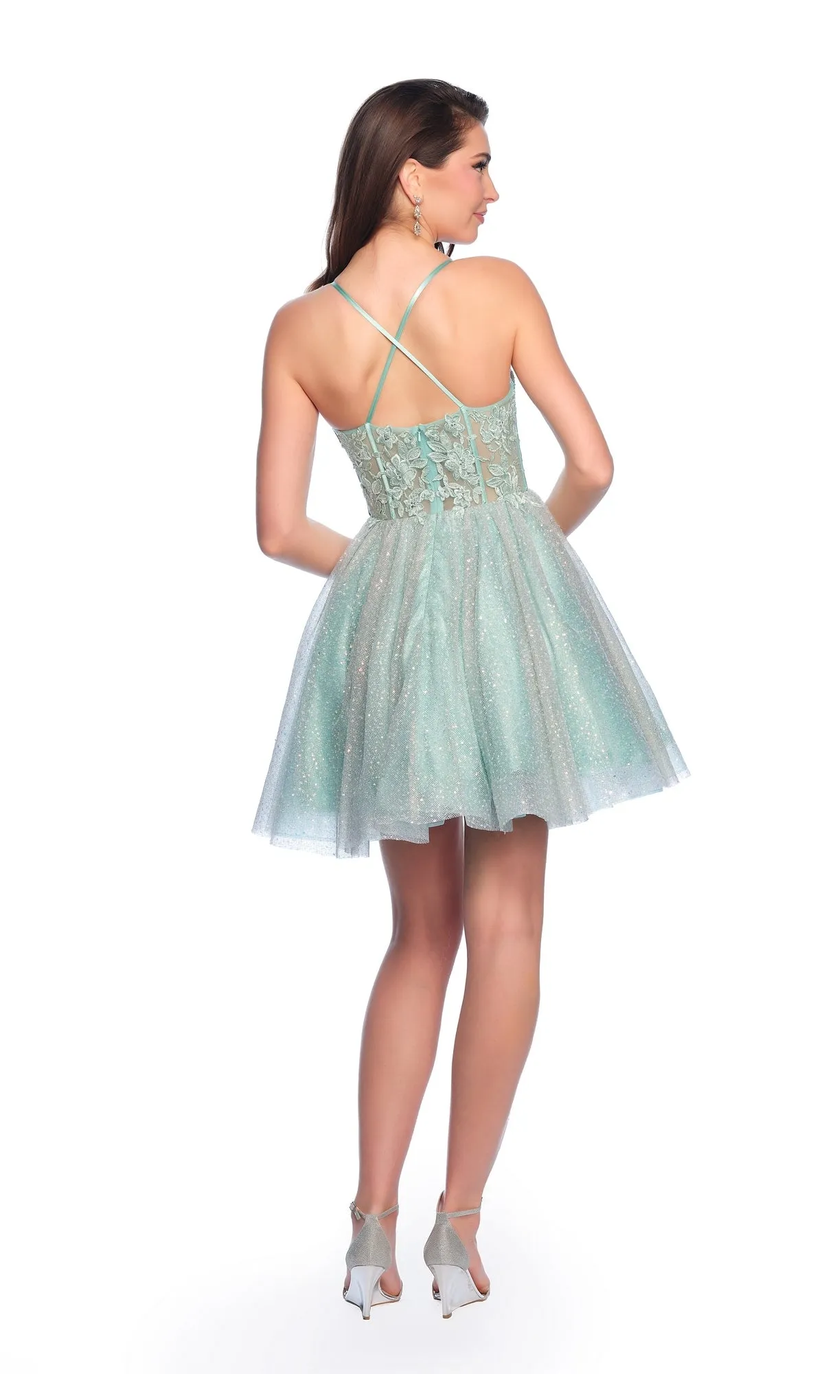 Dave & Johnny Short Glitter Hoco Dress 11808 sold by PromGirl product image thumbnail 4
