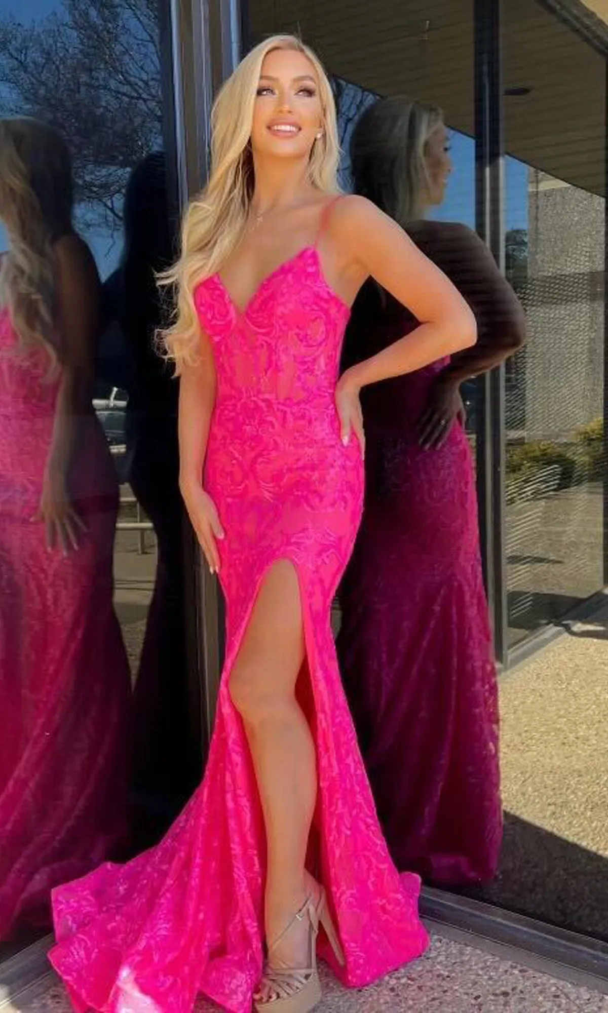 Sequin-Print Elegant Long Mermaid Prom Dress sold by PromGirl product image thumbnail 5