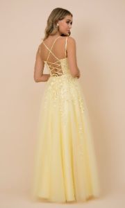 Lace-Up Tulle Long Prom Ball Gown with Embroidery sold by PromGirl