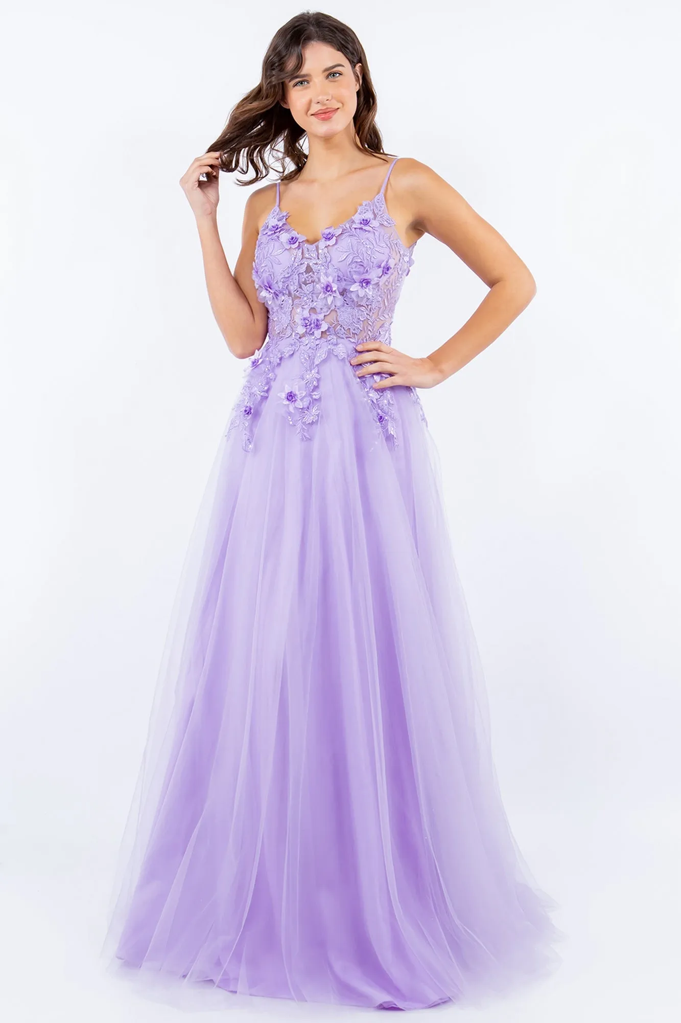 Sheer-Bodice Long A-Line Prom Ball Gown 8038J sold by PromGirl product image thumbnail 3