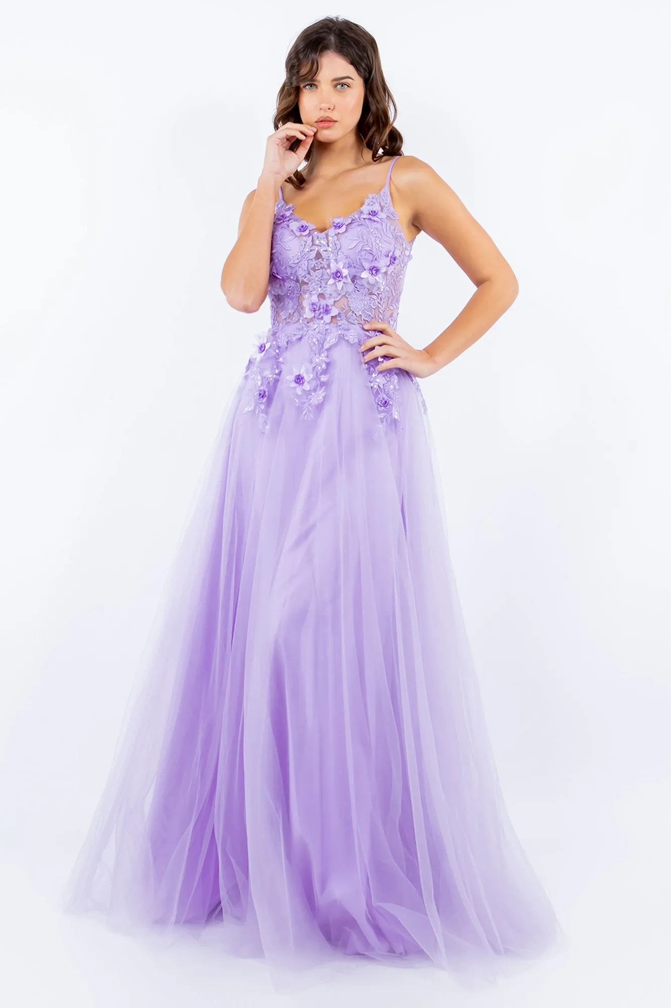 Sheer-Bodice Long A-Line Prom Ball Gown 8038J sold by PromGirl product image thumbnail 5