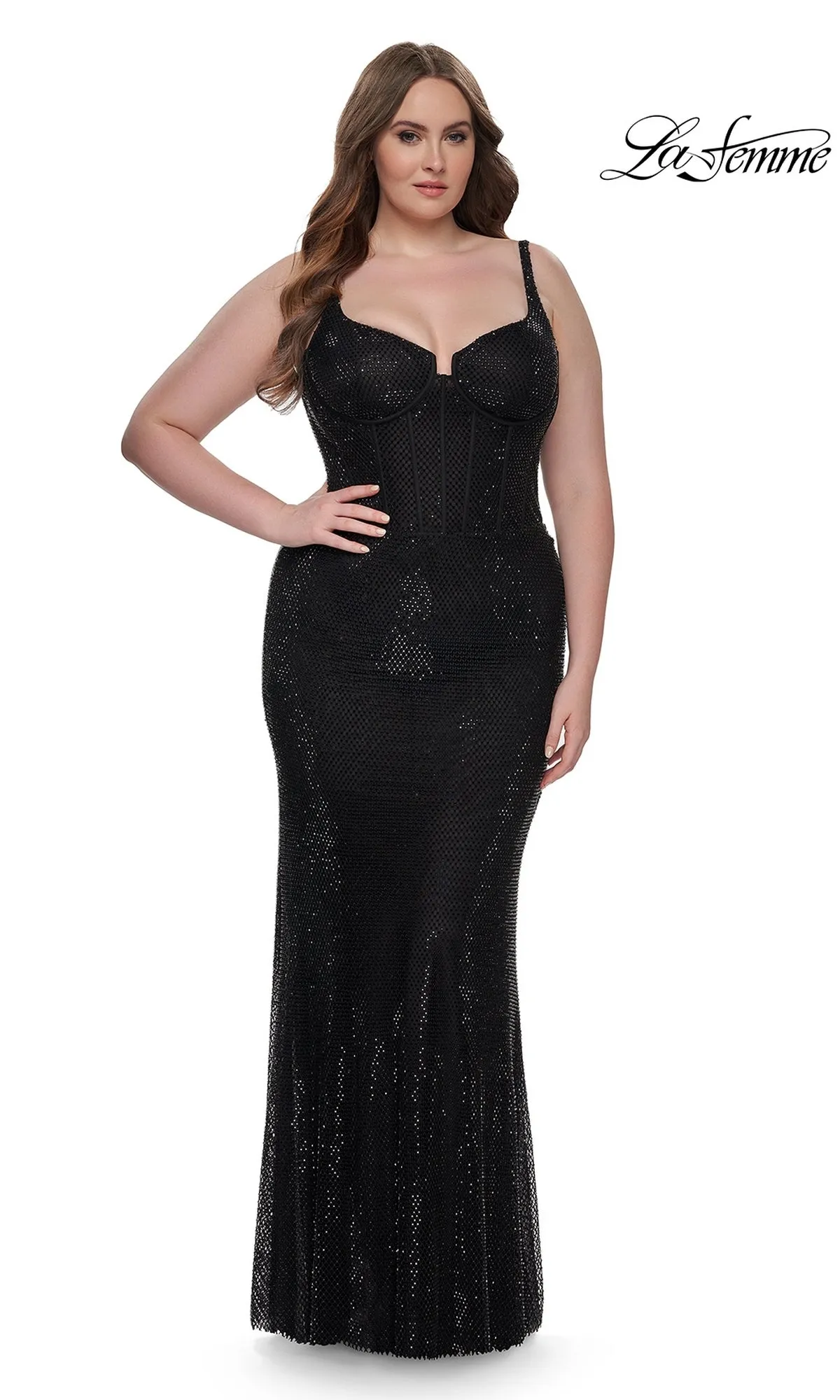 La Femme Plus-Size Long Sequin Prom Dress 32189 sold by PromGirl