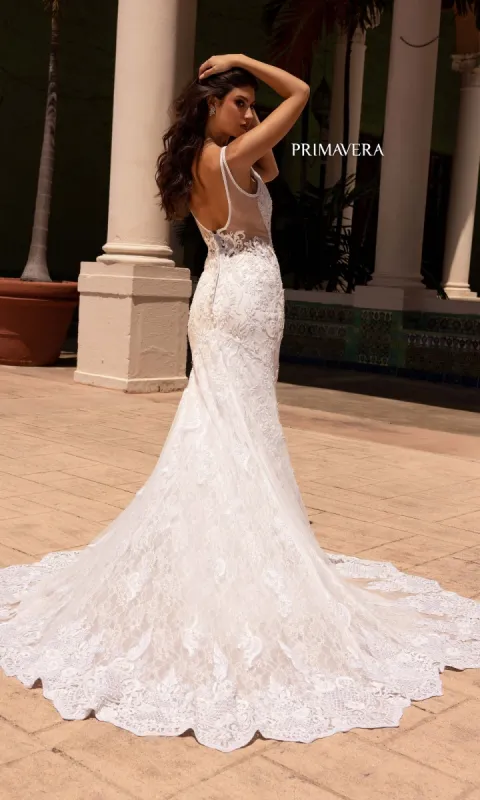 Long Wedding Dress 11101 by Primavera sold by PromGirl