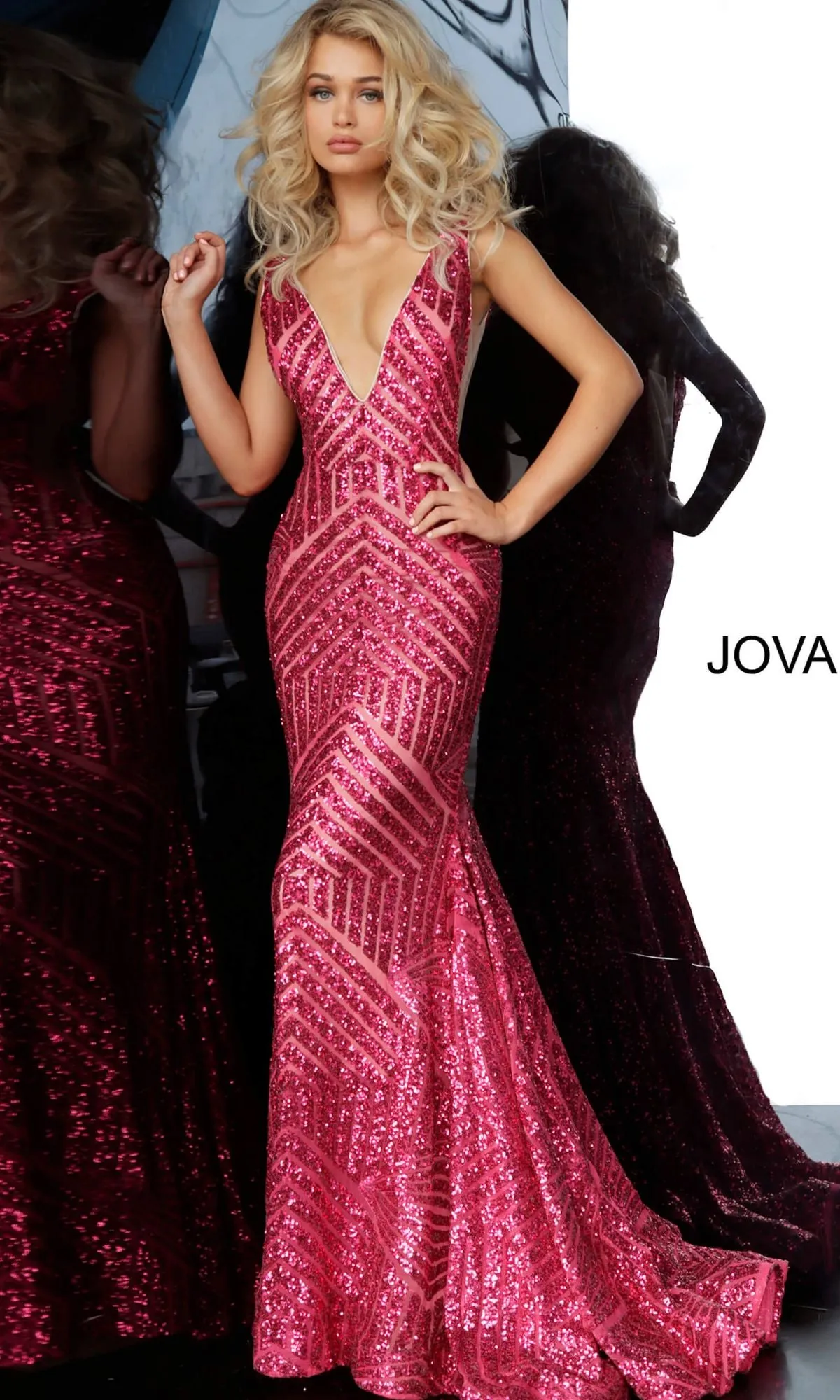 Jovani Prom Dress with Striped Sequin Pattern sold by PromGirl product image thumbnail 4