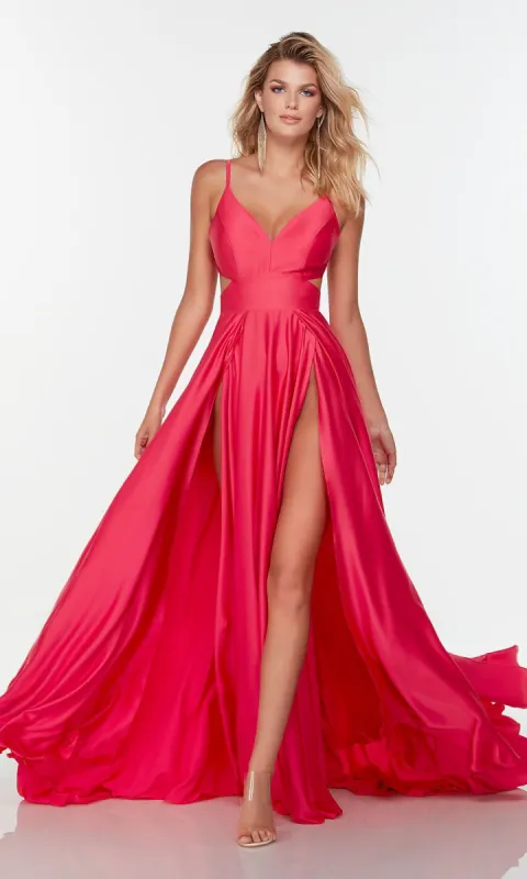 Alyce Bright Hot Pink Prom Dress with Double Slits sold by PromGirl
