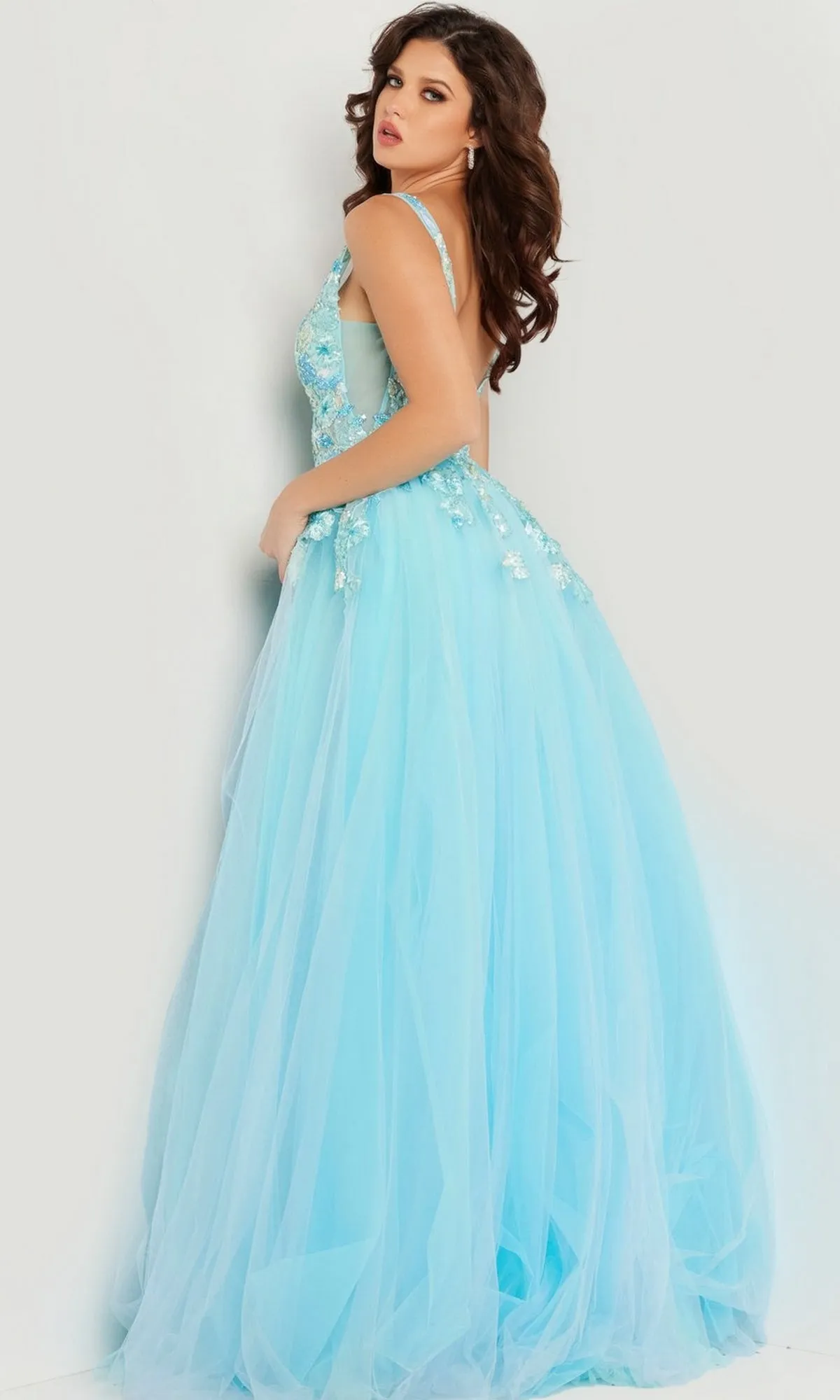 Jovani Long Turquoise Prom Ball Gown 26045 sold by PromGirl product image thumbnail 2