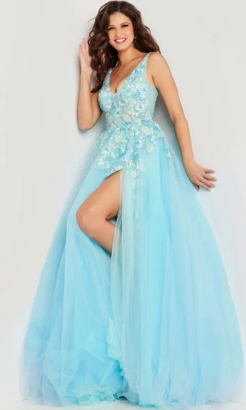 Jovani Long Turquoise Prom Ball Gown 26045 sold by PromGirl