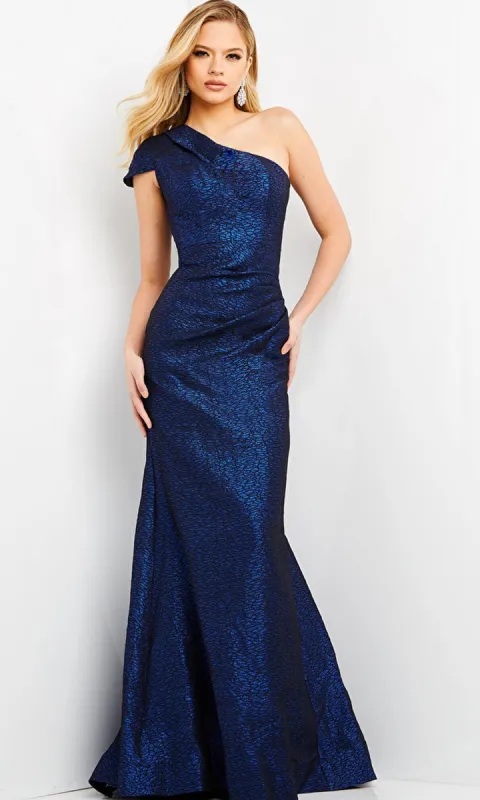 One-Shoulder Metallic Formal Dress: Jovani 06751 sold by PromGirl