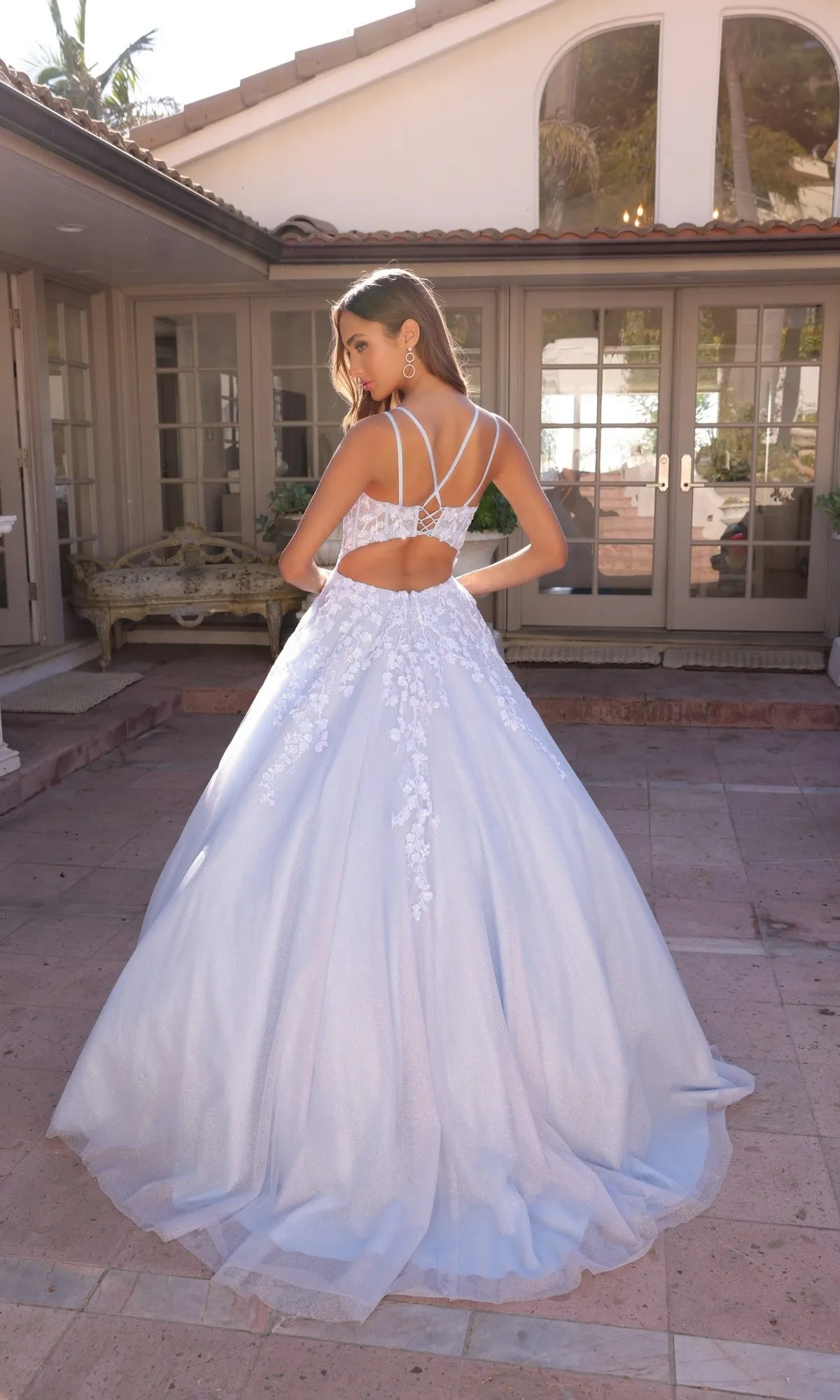 Long Corset Glitter Prom Ball Gown H1357 sold by PromGirl product image thumbnail 2