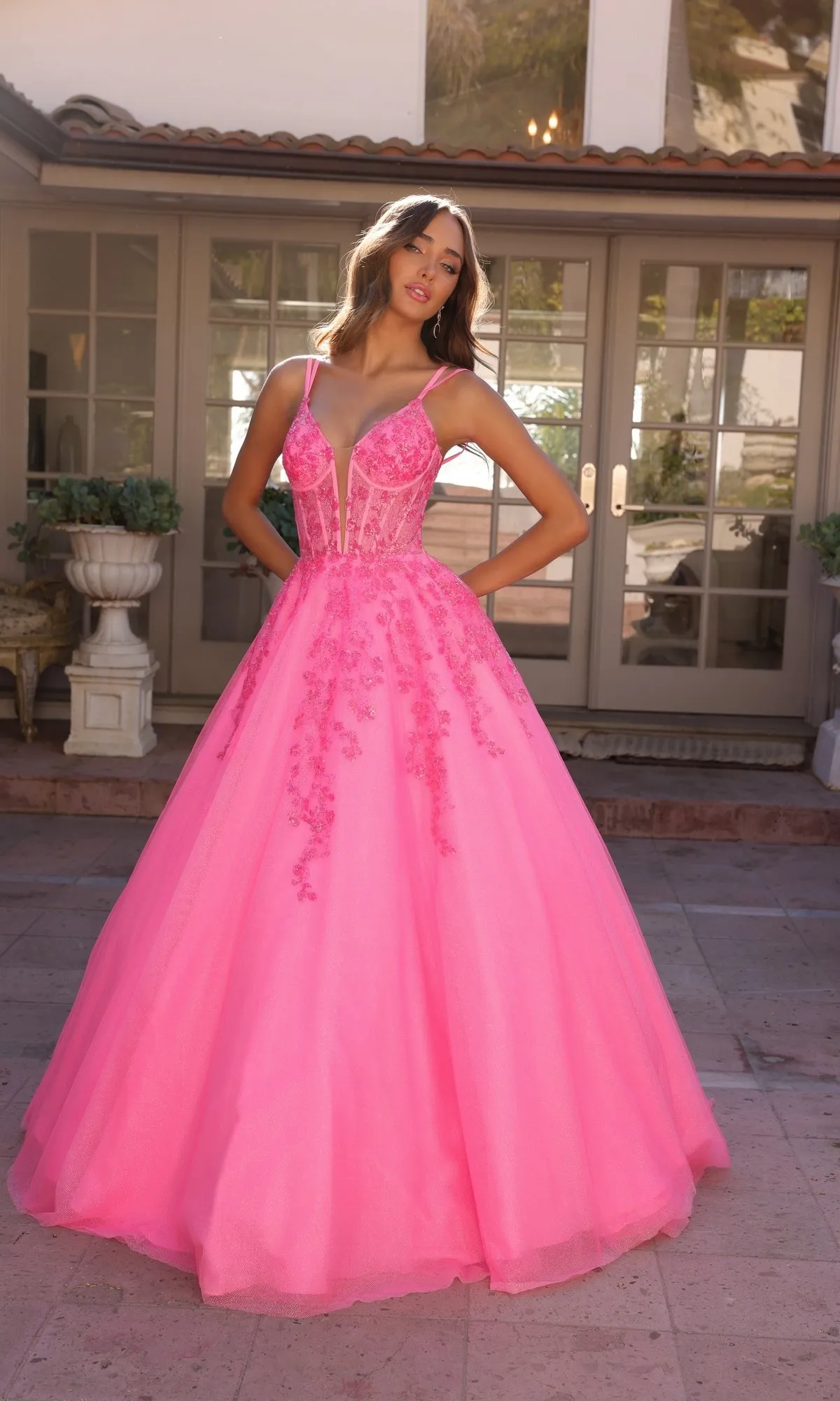 Long Corset Glitter Prom Ball Gown H1357 sold by PromGirl product image thumbnail 3