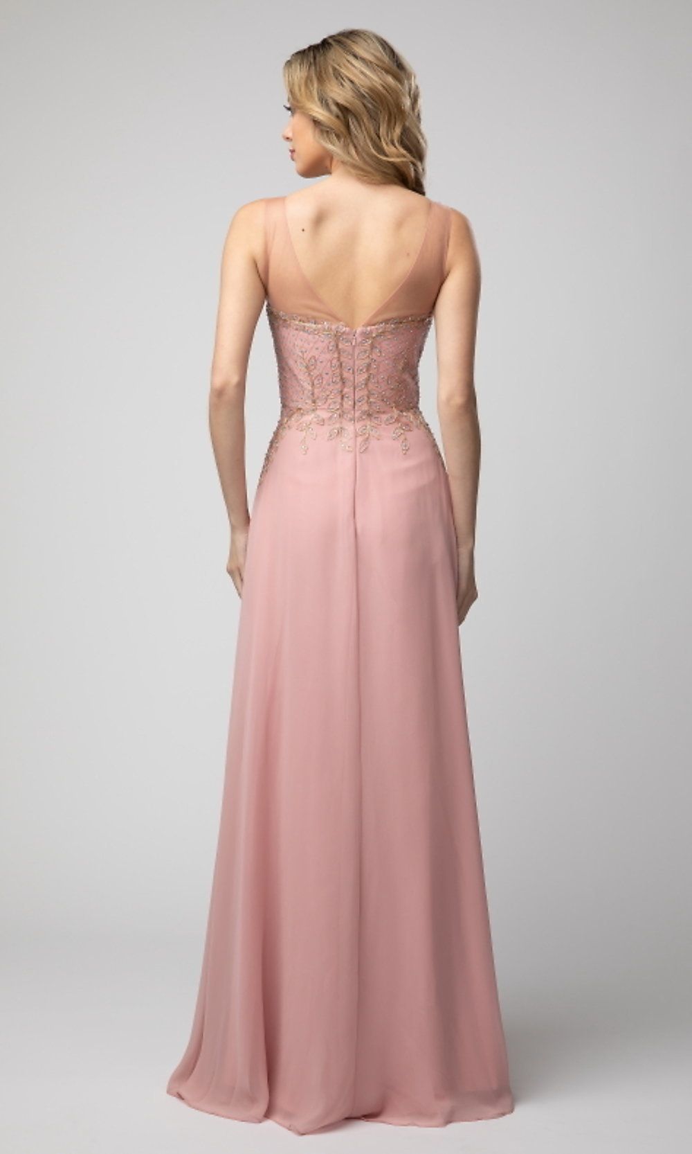 V-Neck Long Shail K Prom Dress with Beaded Bodice sold by PromGirl product image thumbnail 2
