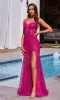 Sheer-Waist Long Glitter-Print Prom Dress C155 sold by PromGirl