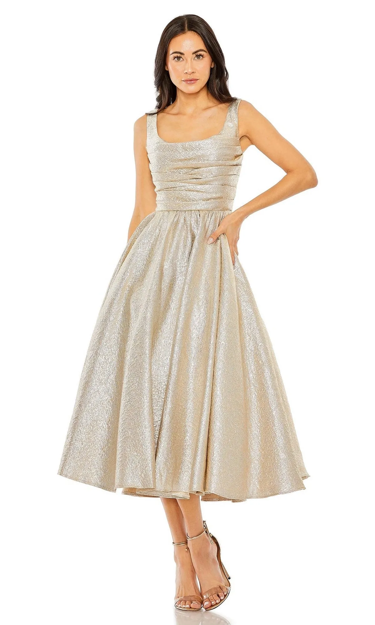 Tea-Length Wedding-Guest Dress: Mac Duggal 68350 sold by PromGirl product image thumbnail 4