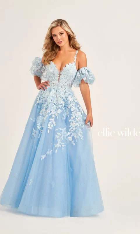 Puff-Sleeve Ellie Wilde Prom Ball Gown EW35205 sold by PromGirl