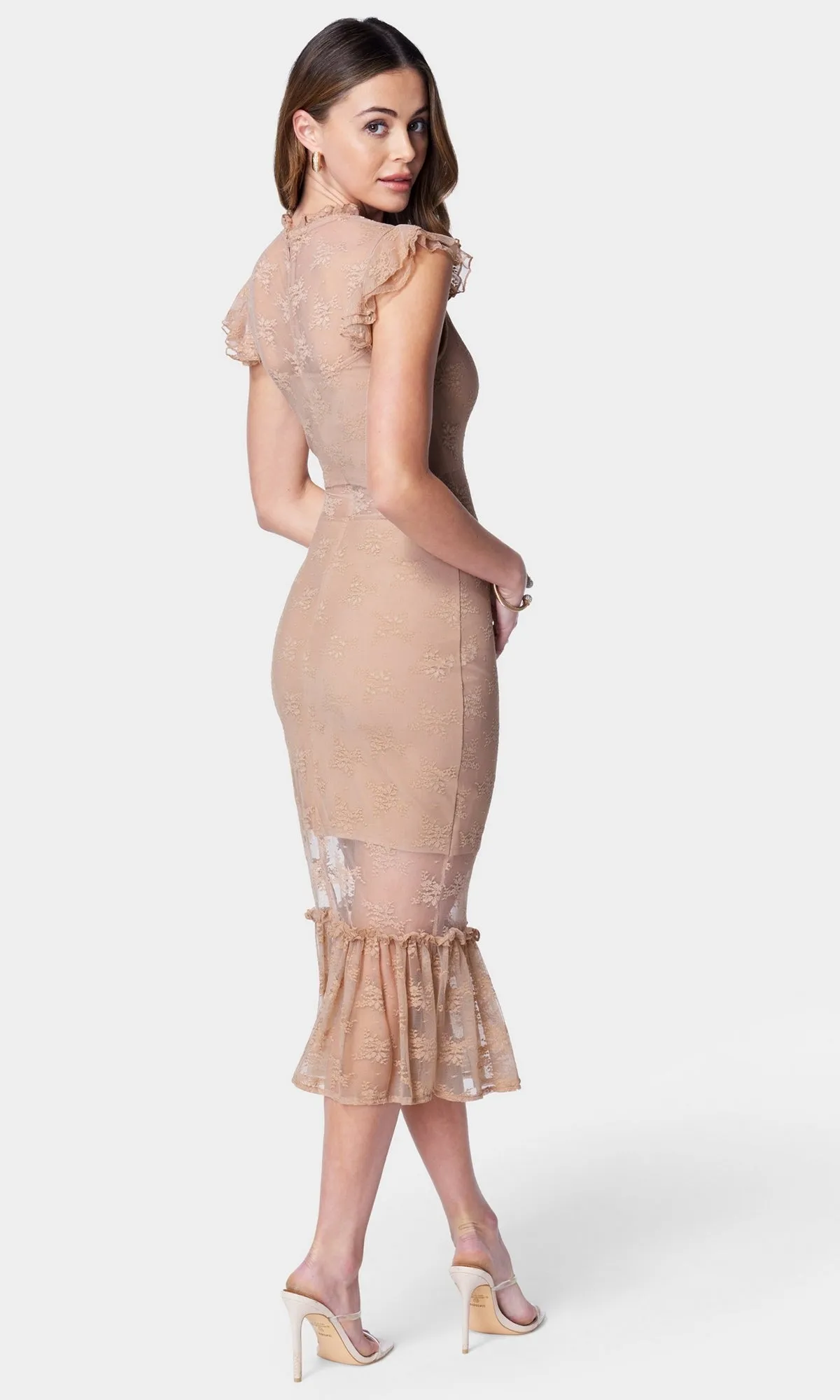 Sheer-Lace Midi-Length Party Dress SALT1523 sold by PromGirl product image thumbnail 3