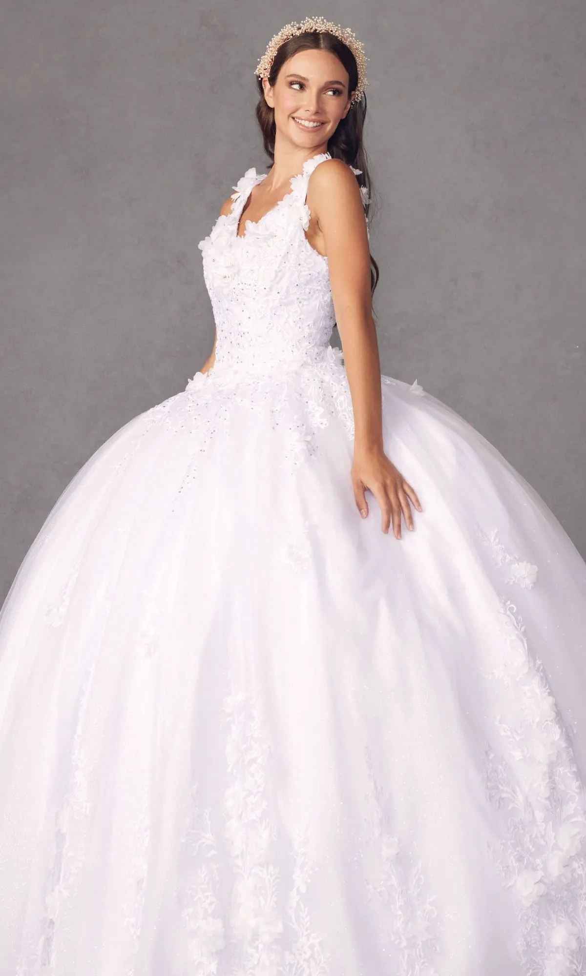 Juliet 1437W Traditional White Quinceañera Dress sold by PromGirl product image thumbnail 4
