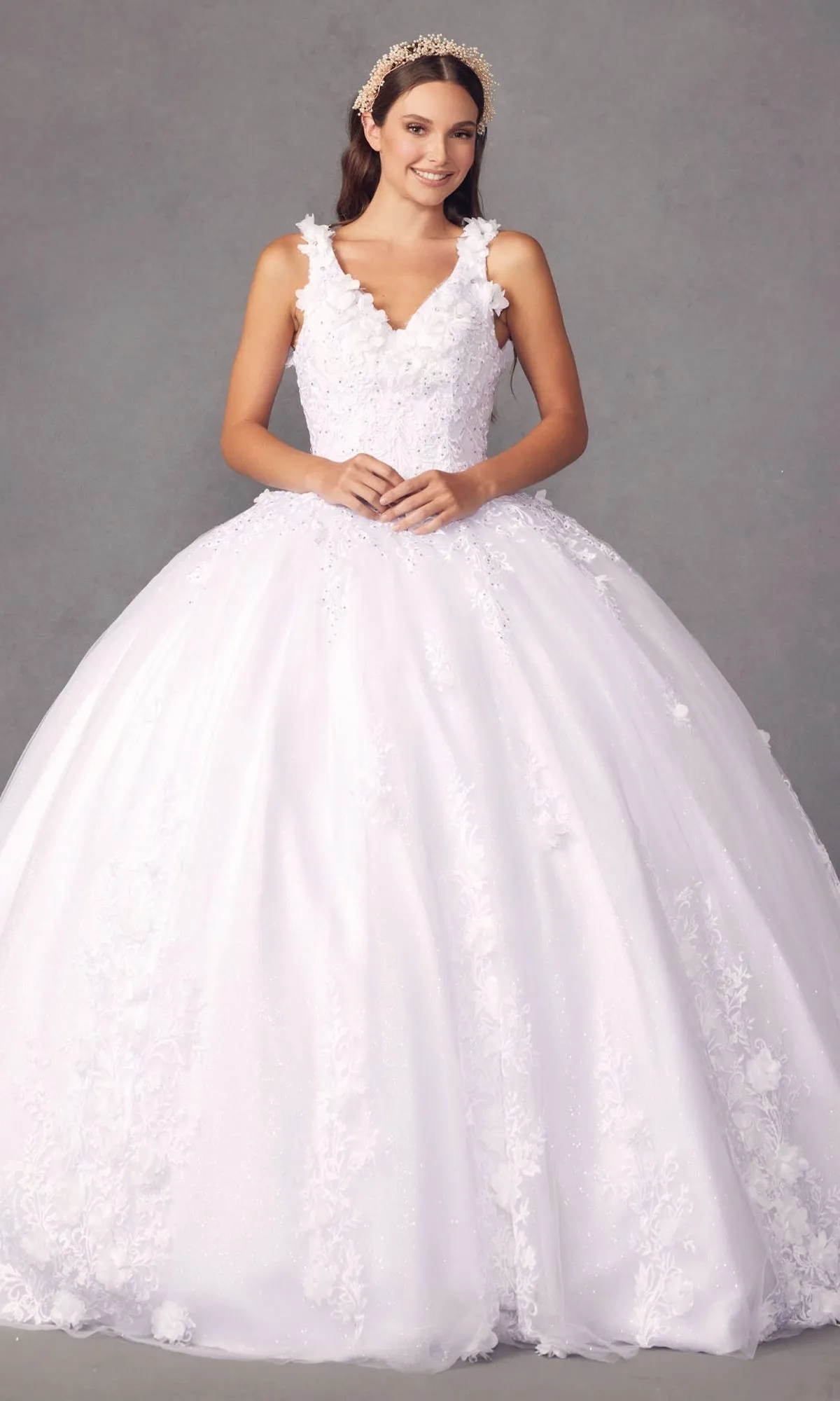 Juliet 1437W Traditional White Quinceañera Dress sold by PromGirl