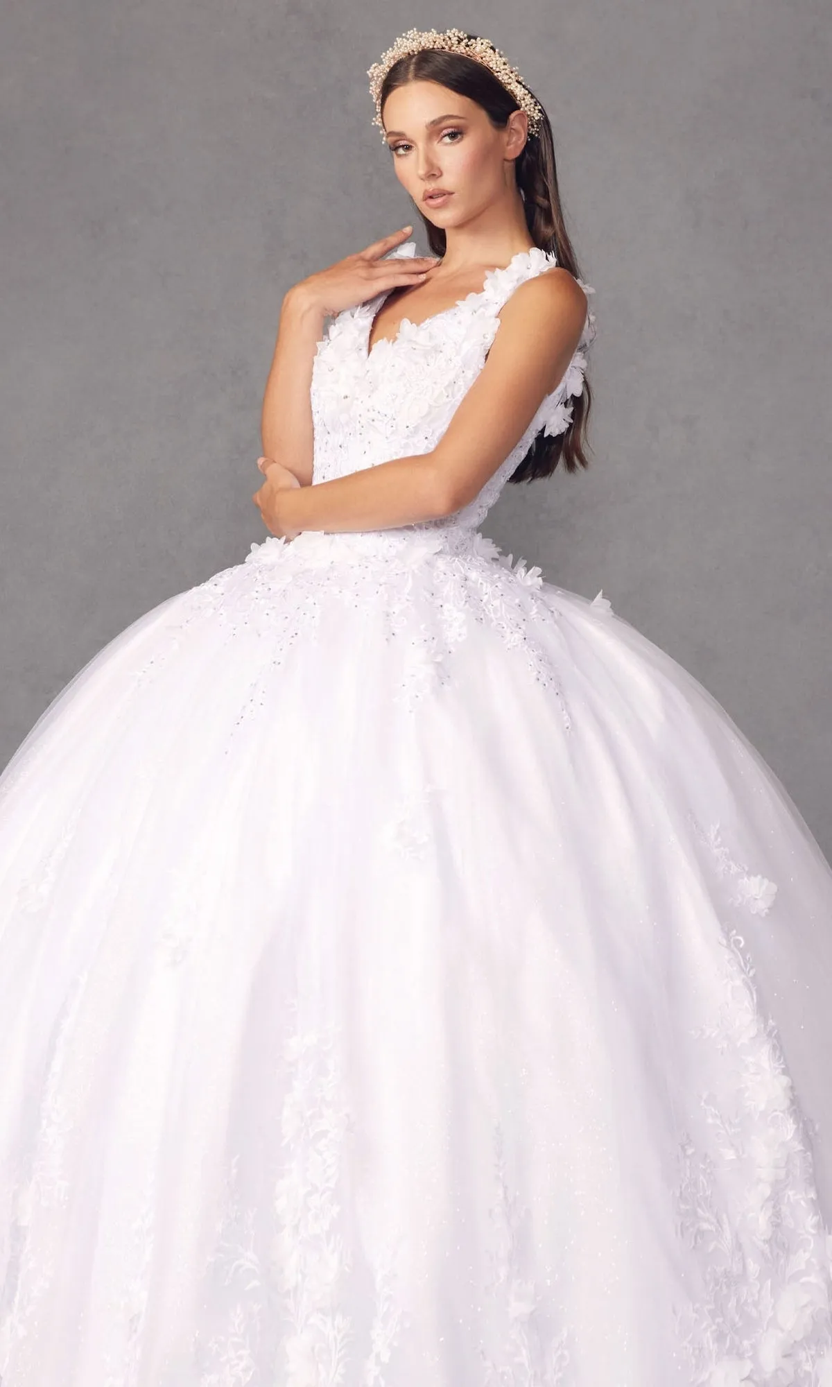 Juliet 1437W Traditional White Quinceañera Dress sold by PromGirl product image thumbnail 3