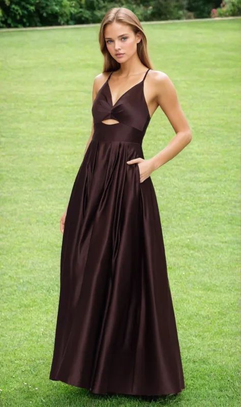 Blondie Nites Long Brown Formal Dress 3803BN sold by PromGirl