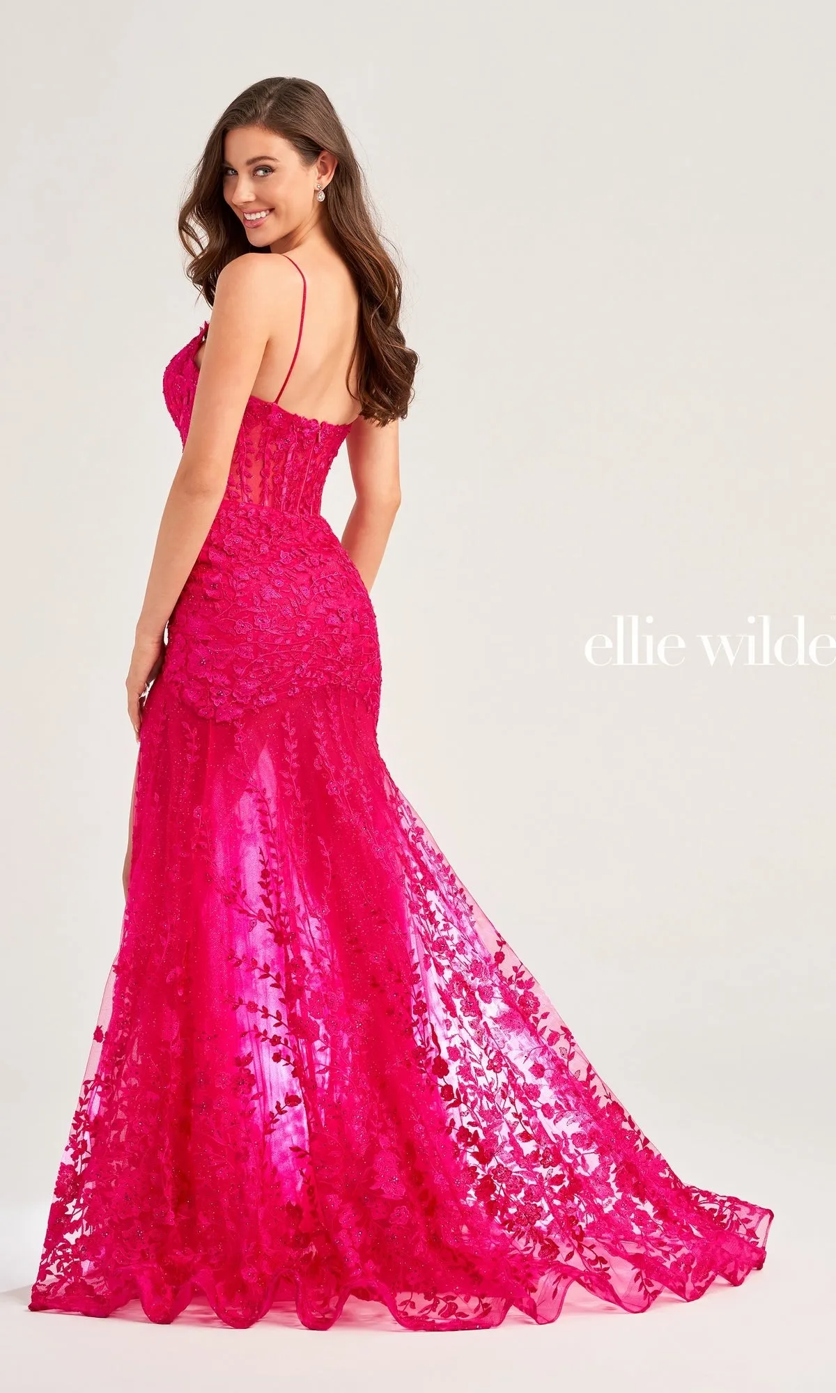 Ellie Wilde Long Lace Mermaid Prom Dress EW35005 sold by PromGirl product image thumbnail 2