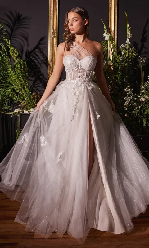 One-Shoulder Wedding Ball Gown A1053W sold by PromGirl