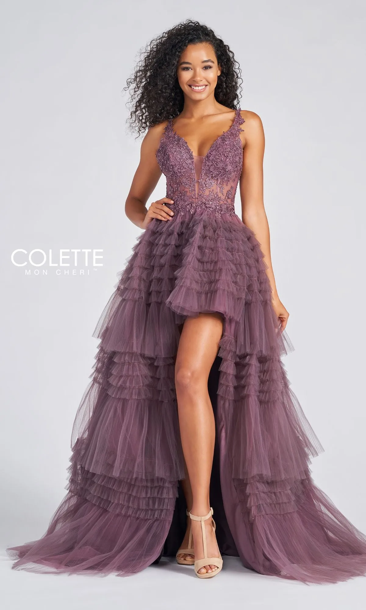 High-Low Tiered-Tulle Prom Dress CL12281 sold by PromGirl product image thumbnail 5