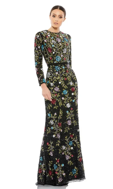 Long Black Print Formal Dress: Mac Duggal 5556 sold by PromGirl