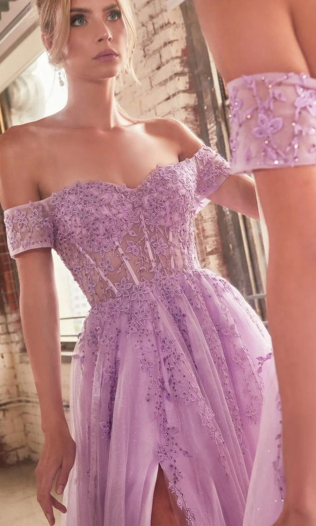 Off-the-Shoulder Long A-Line Prom Dress C154 sold by PromGirl product image thumbnail 3