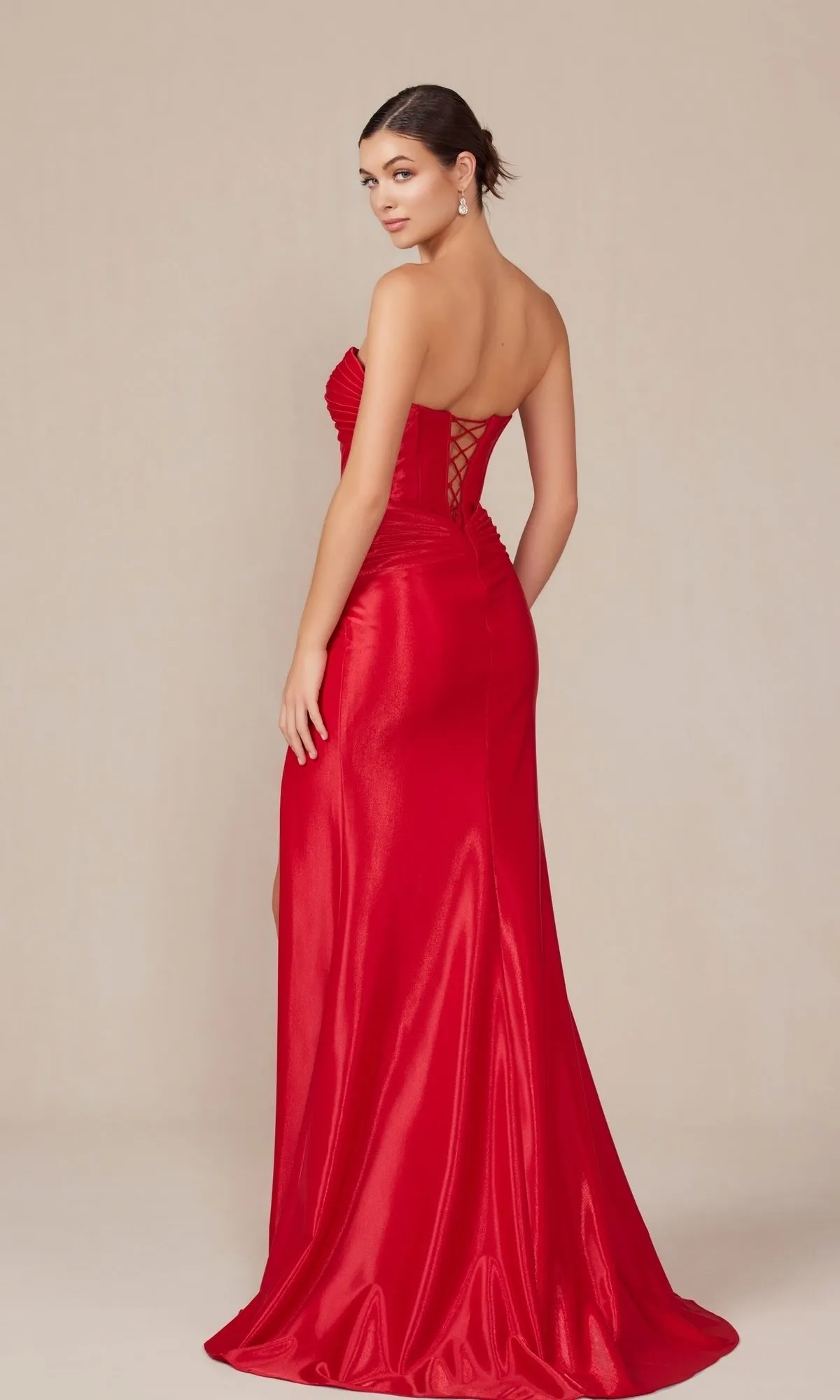 Strapless Lace-Up Long Prom Gown: Nox Anabel T1489 sold by PromGirl product image thumbnail 4