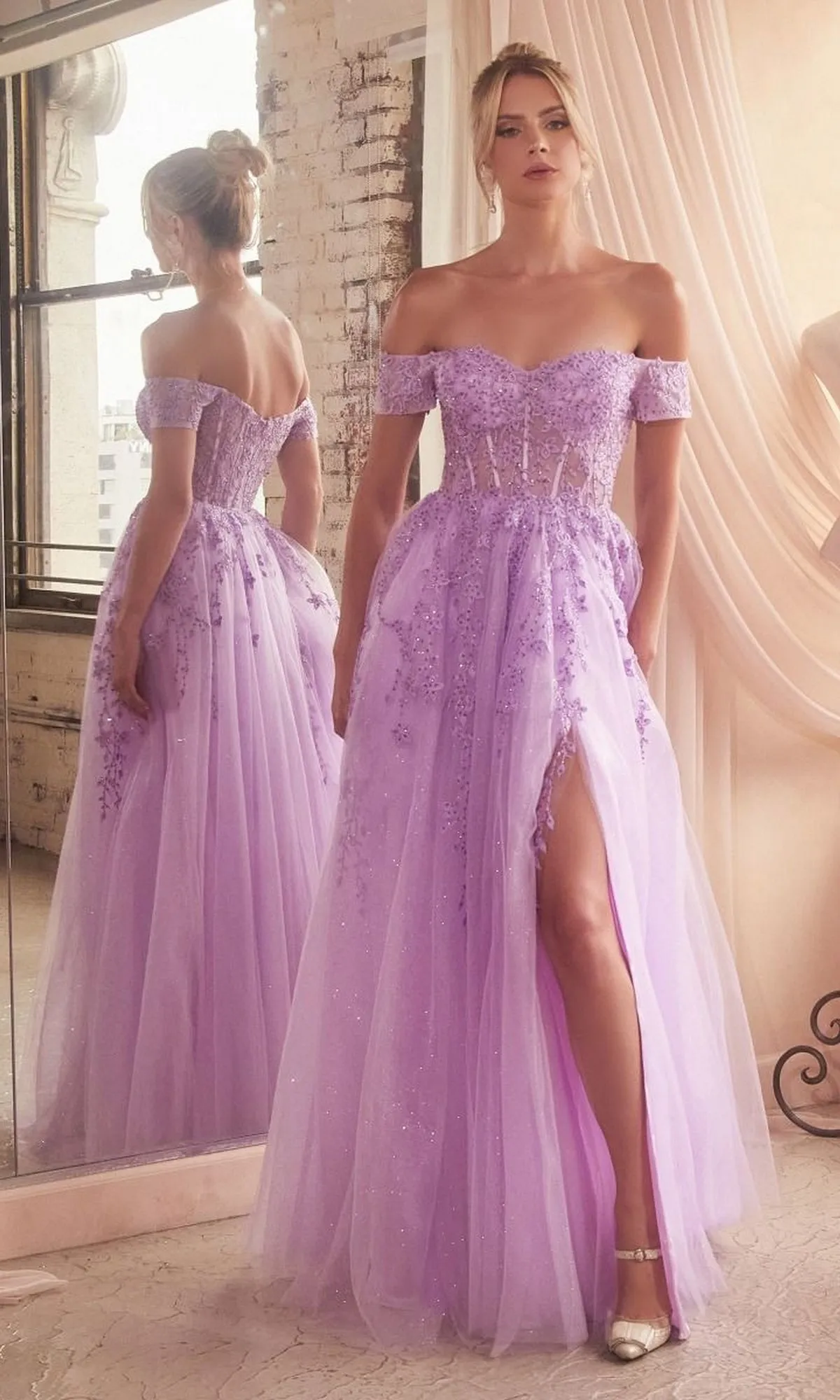 Off-the-Shoulder Long A-Line Prom Dress C154 sold by PromGirl