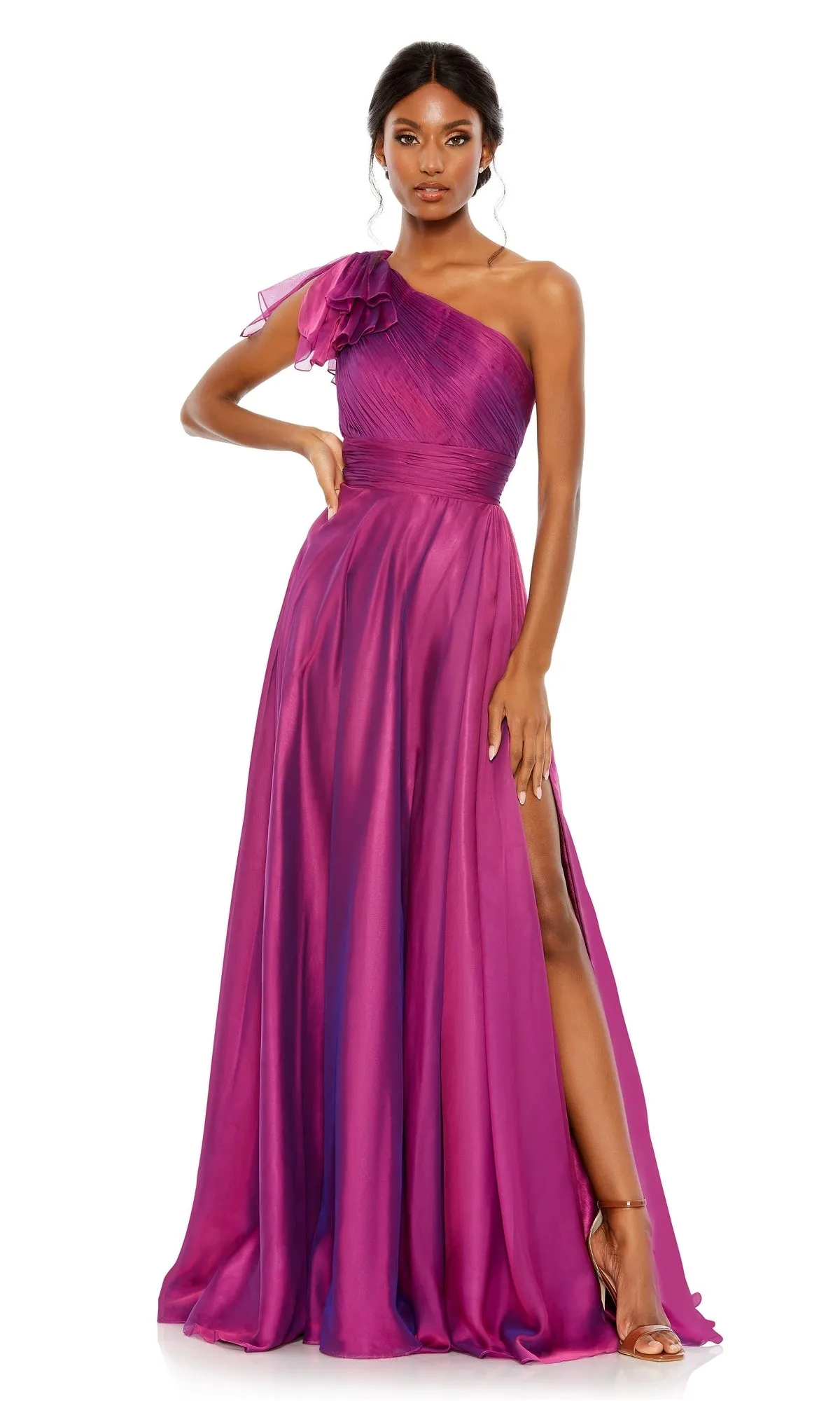 Long One-Shoulder Prom Dress: Mac Duggal 67476 sold by PromGirl