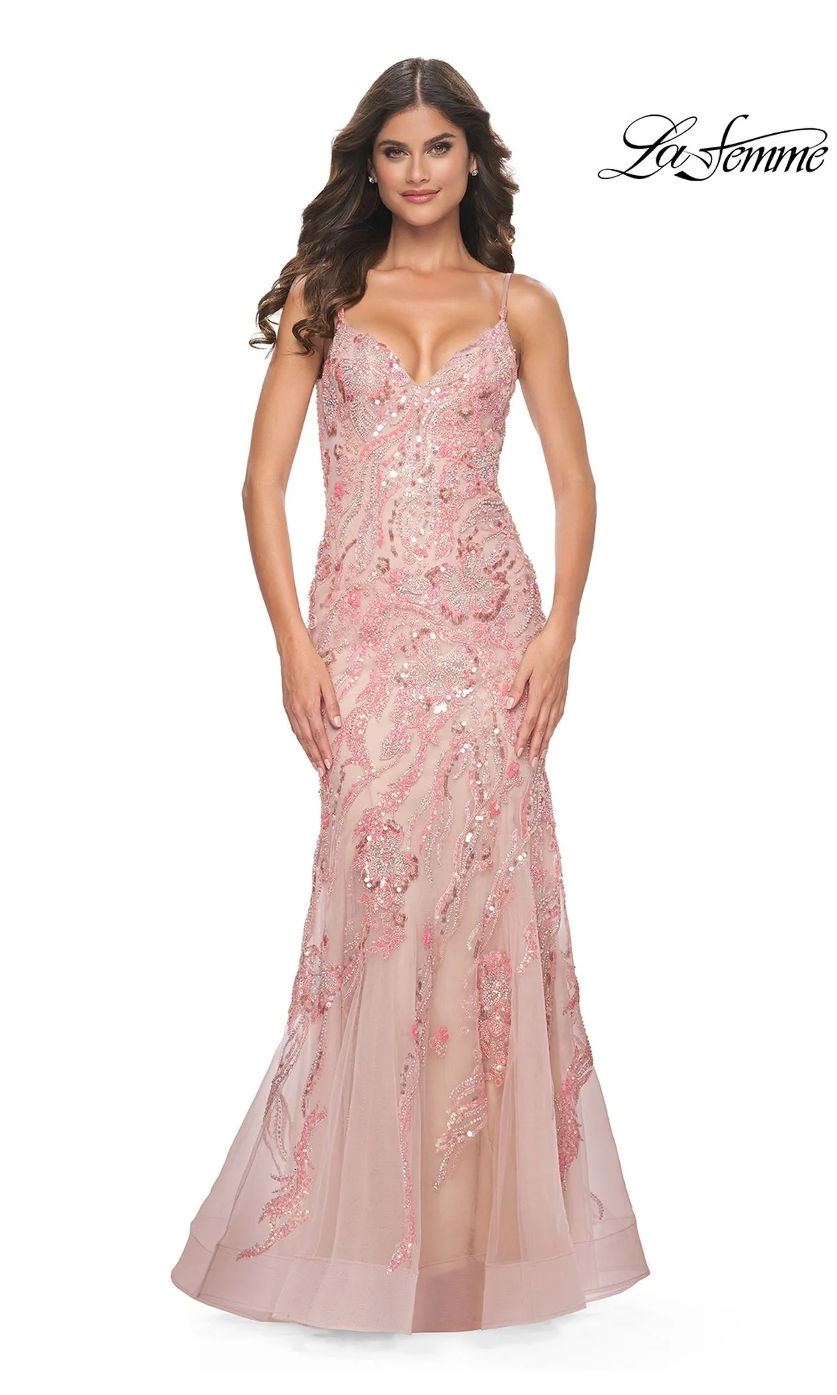 Le Femme Long Sequin-Lace Prom Dress 32333 sold by PromGirl product image thumbnail 3
