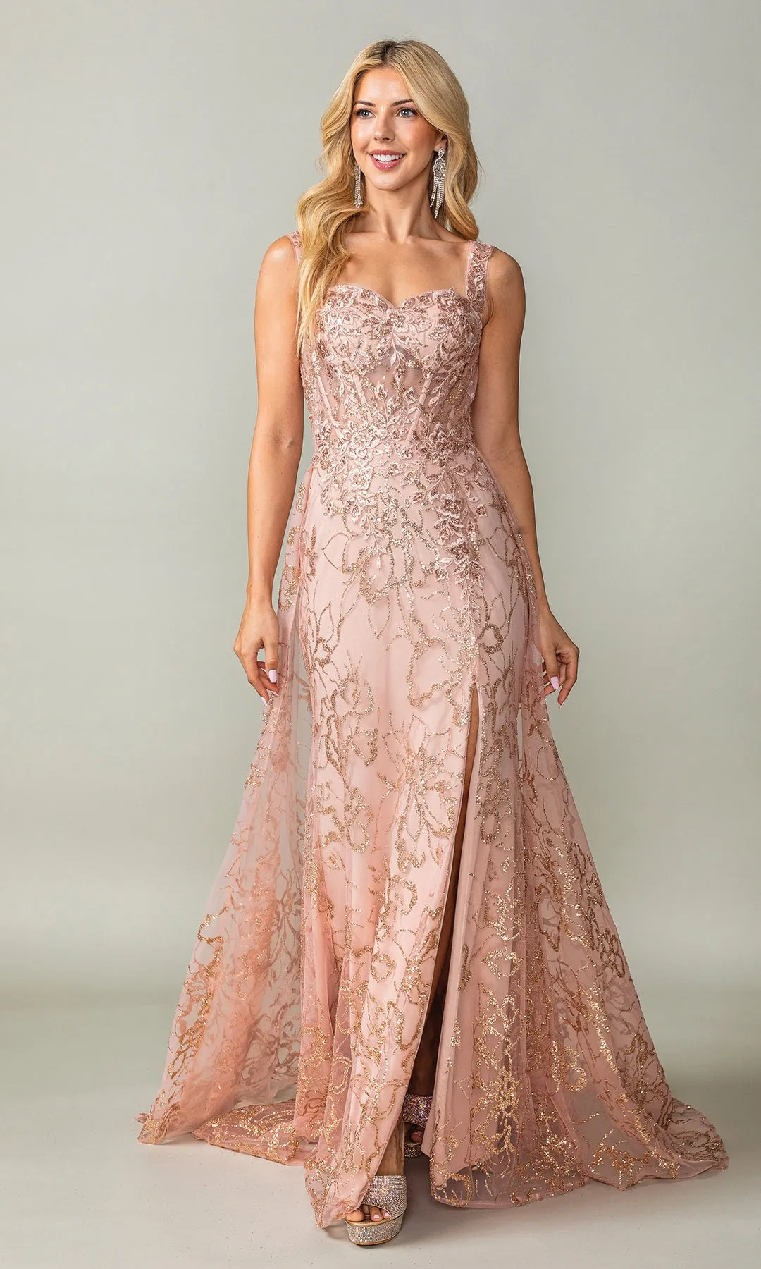 Glitter-Print Lace-Up Long Prom Dress 4379 sold by PromGirl product image thumbnail 5