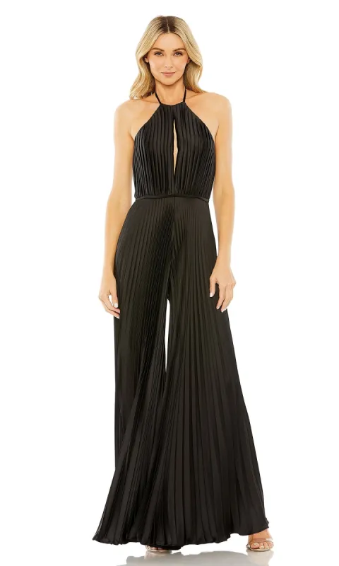 High-Neck Long Black Pleated Formal Jumpsuit 27457 sold by PromGirl